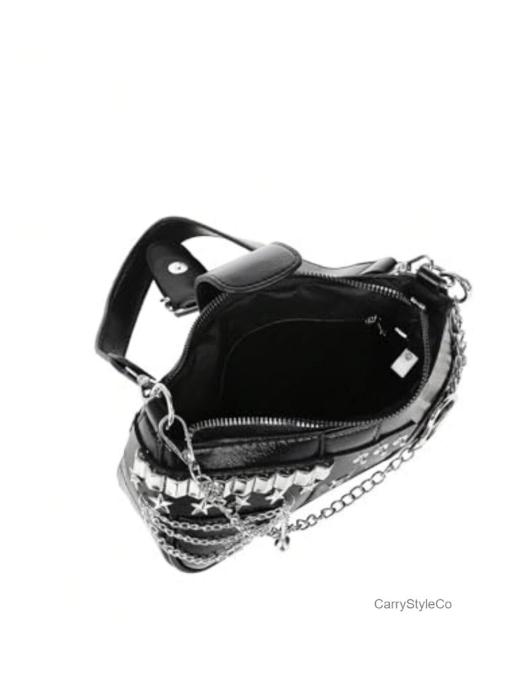 PU Leather Y2K Star Shoulder Bag Cute Top Handle Purse with Chain - Picture 5 of 6